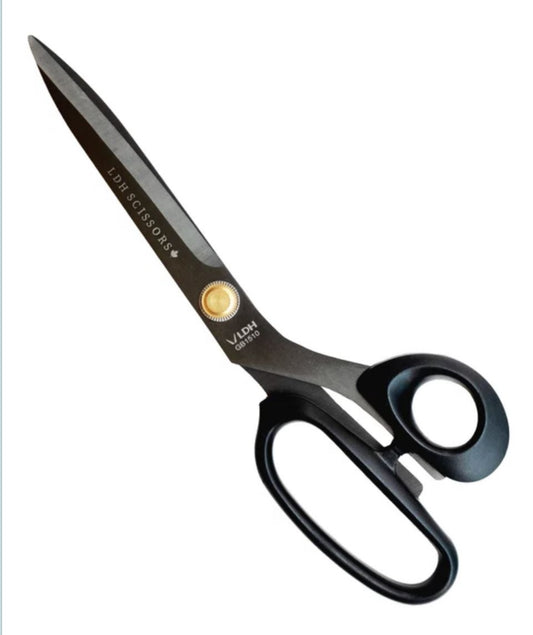 Midnight Edition Lightweight Fabric Scissors 10" by LDH Scissors / Y Valdani perle cotton size 12 thread spool for quilting a