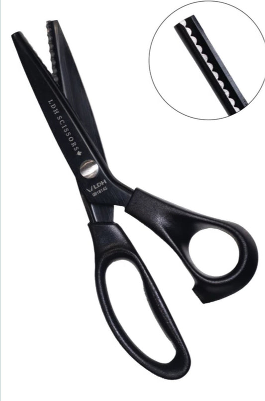 Midnight Edition Lightweight Scalloped Pinking Shears Valdani perle cotton size 12 thread spool for quilting and embroidery