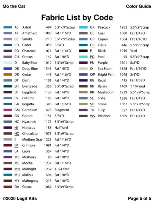 Legit Kits Mo the Cat Pattern | Special Order