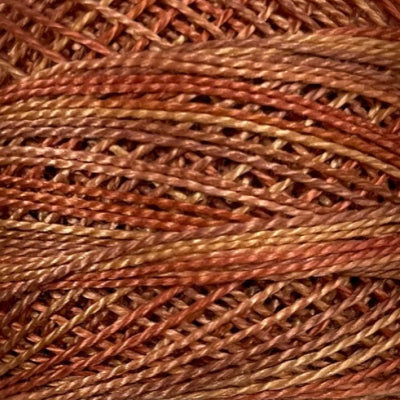 P6 Valdani Perle Cotton Size 12 / Spool 100M: VARIEGATED 100m Color No: P6 - Rusted Orange - Vintage Hues Sampler