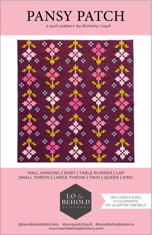Pansy Patch Quilt Pattern by Lo & Behold Stitchery