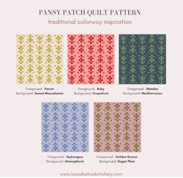 Pansy Patch Quilt Pattern by Lo & Behold Stitchery