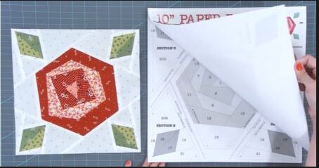 10" Paper Roses Quilt Block Foundation Paper by Lori Holt of Bee in my Bonnet - It's Sew Emma