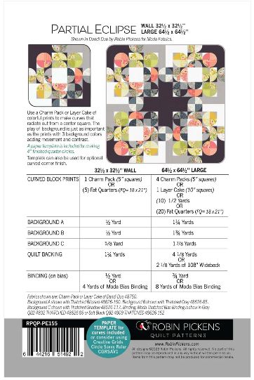 Partial Eclipse Quilt Pattern  by Robin PIckens - 2 Sizes / RPQP-PE155