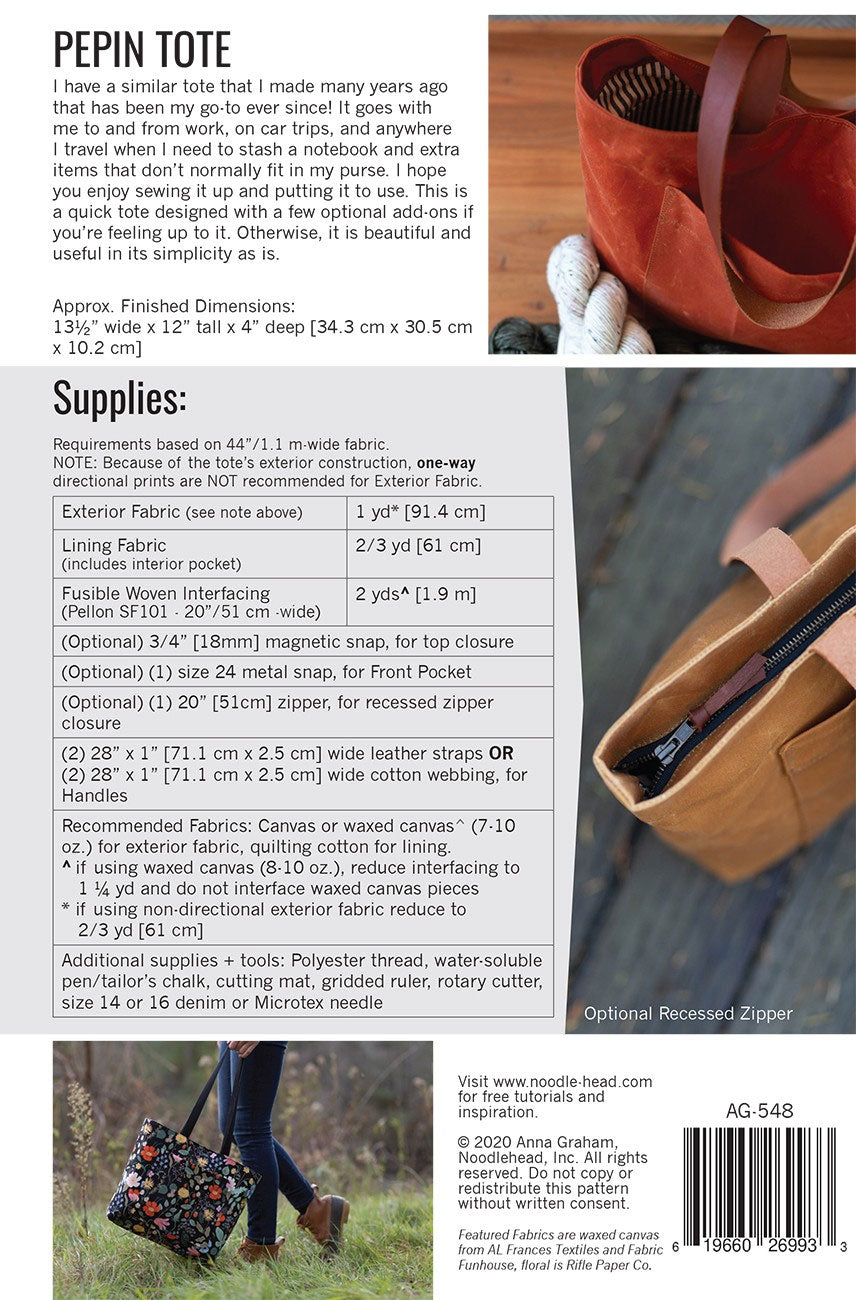 Pepin Tote Pattern by Noodlehead