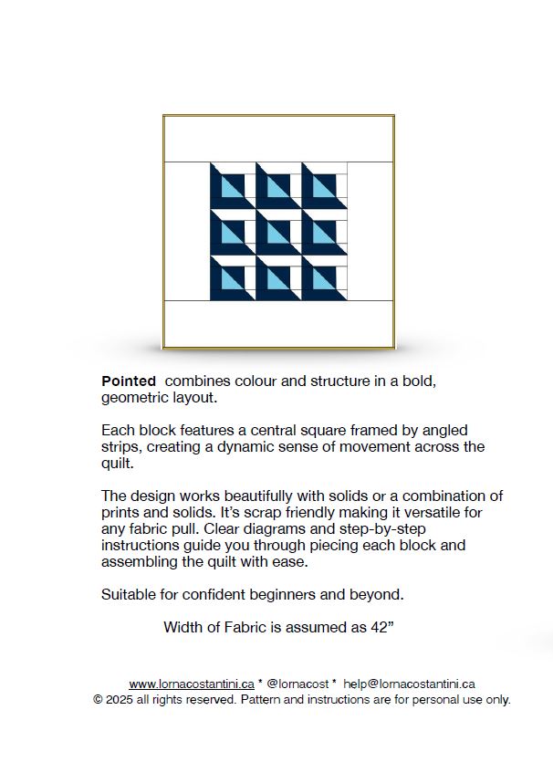 Pointed Quilt Pattern - 3 Sizes (Baby, Lap, Queen) / designed by Lorna Costantini