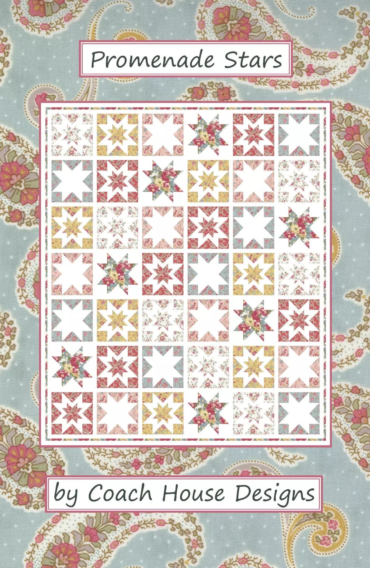 Promenade Stars Quilt Pattern by Coach House Designs Valdani perle cotton size 12 thread spool for quilting and embroidery