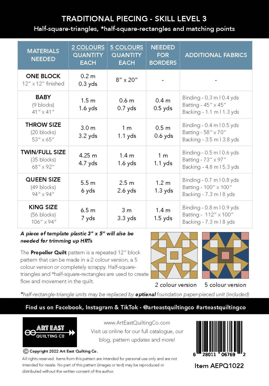 Propeller Quilt Pattern Booklet - Art East Quilting Co.