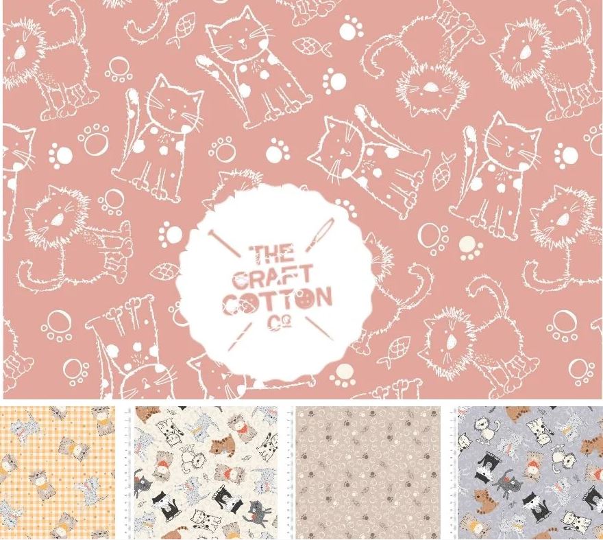 Purrfect Cats 5 Piece Fat Quarter Bundle by Susan Wheeler / Make + Believe
