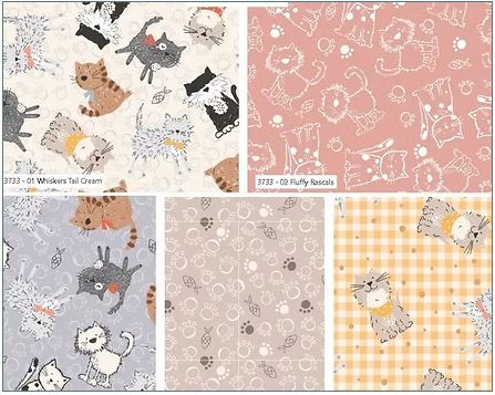 Purrfect Cats 5 Piece Fat Quarter Bundle by Susan Wheeler / Make + Believe
