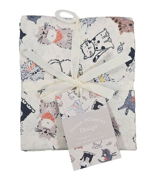 Purrfect Cats 5 Piece Fat Quarter Bundle by Susan Wheeler / Make + Believe