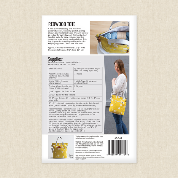 Redwood Tote Pre-Cut Kit w/ Merchant Mills Waxed Canvas & Art Gallery Prints