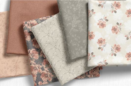Rosalind Grey Fat Quarter Bundle - 8 Pieces - Camelot Fabrics