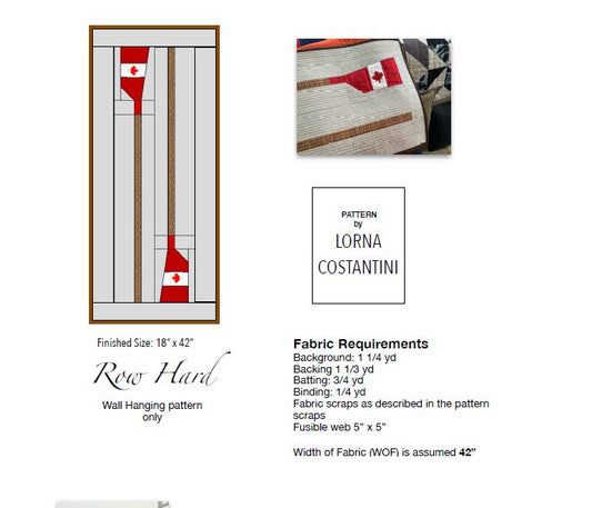 Row Hard - Wall Hanging or Table Runner Quilt Pattern Designed by Lorna Costantini