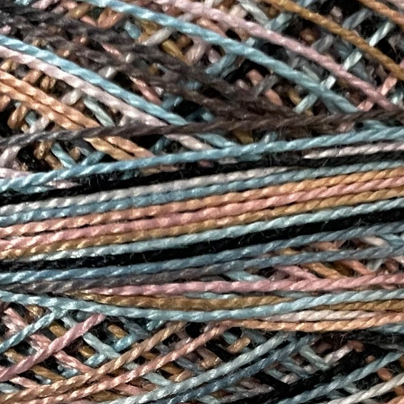 S302 Valdani Perle Cotton Size 12 / Spool 100M: VARIEGATED 100m Color No: S302 Blue Leopard