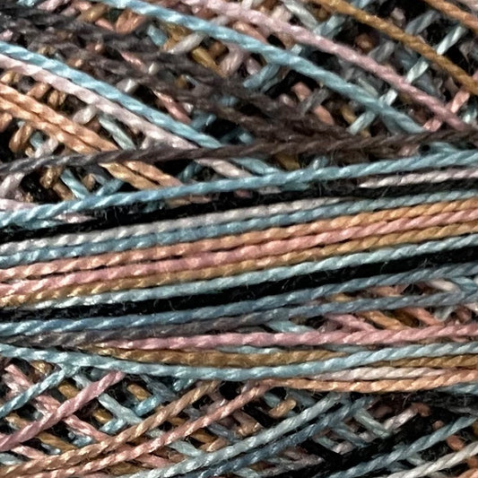 S302 Valdani Perle Cotton Size 12 / Spool 100M: VARIEGATED 100m Color No: S302 Blue Leopard