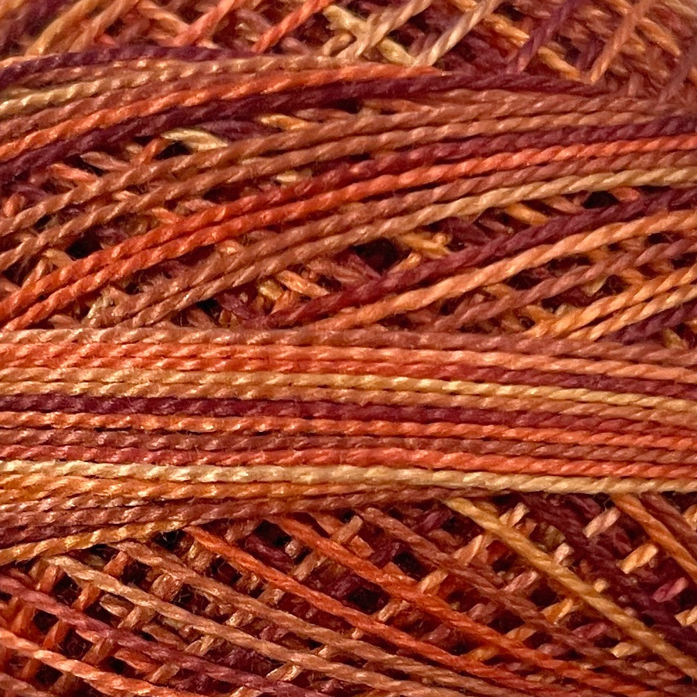 S305 Valdani Perle Cotton Size 12 / Spool 100M: VARIEGATED 100m Color No: S305 - Vintage Flame