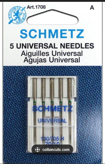 Schmetz Universal Sewing Machine Needles, 5 count, assorted size 70/10