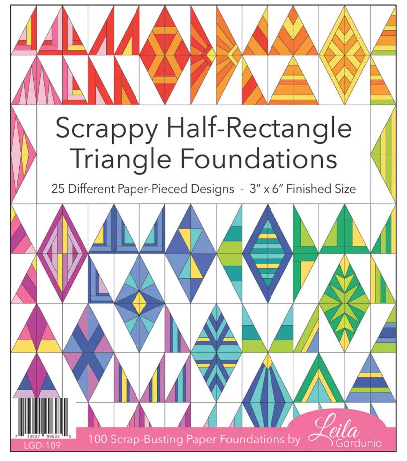 Scrappy Half-Triangle Foundation Pad by Leila Gardunia Valdani perle cotton size 12 thread spool for quilting and embroidery