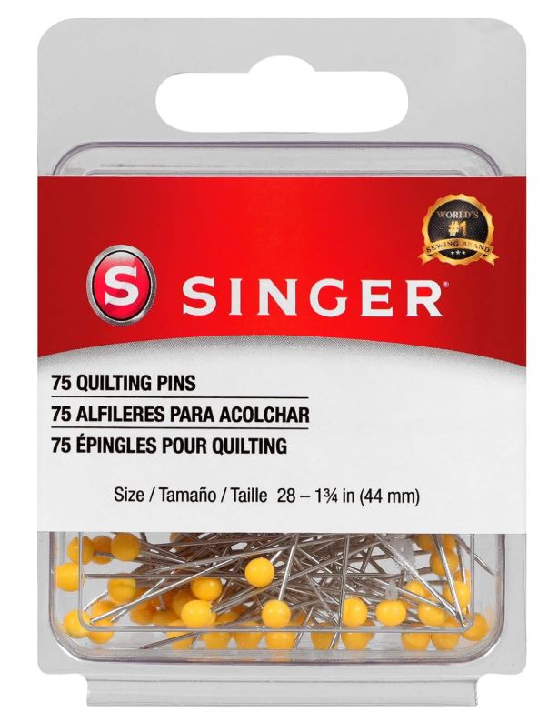 Singer Yellow Head Quilting Pins 75 CT, 44mm (1-3/4") / SING00351 Valdani perle cotton size 12 thread spool for quilting and 