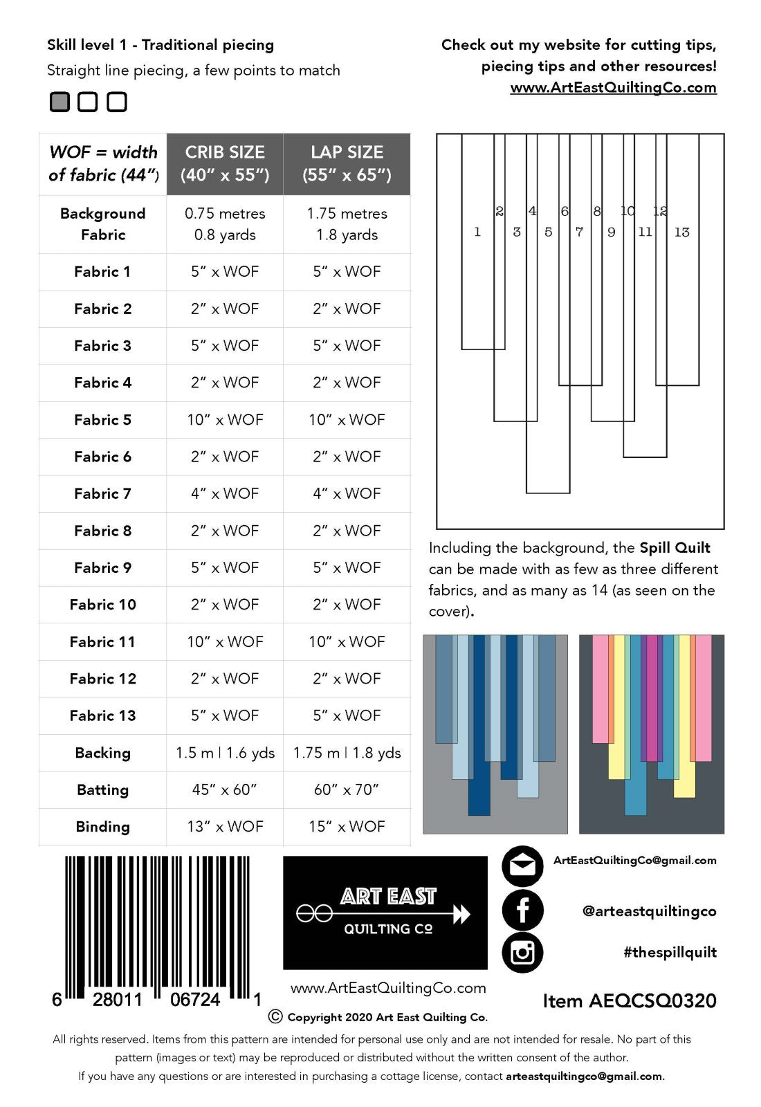 The Spill Quilt Pattern Booklet by Art East Quilting Co.