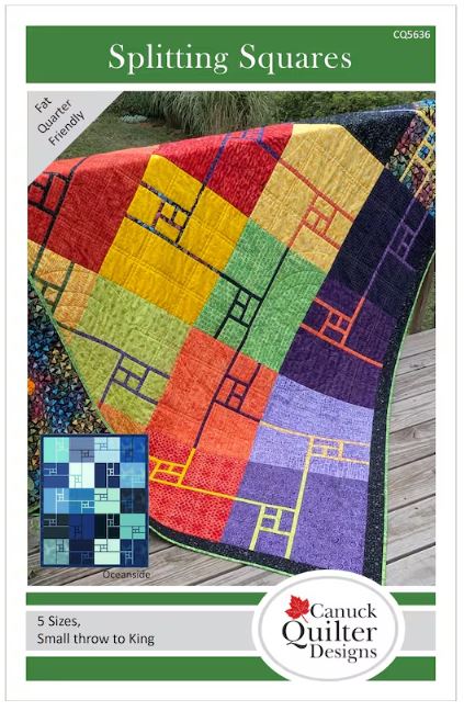 Splitting Squares Quilt Pattern by Canuck Quilter Designs / CQ5636 Valdani perle cotton size 12 thread spool for quilting and