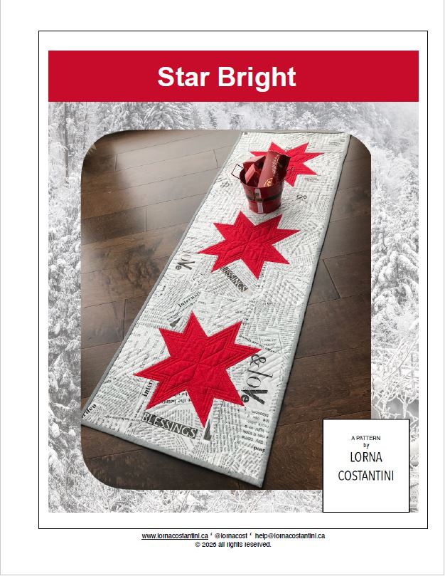Star Bright Mini Wall Hanging or Table Runner Quilt Pattern / Original Pattern by Lorna Costantini
