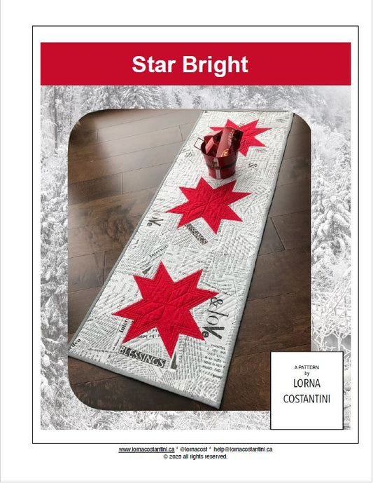 Star Bright Mini Wall Hanging or Table Runner Quilt Pattern / Original Pattern by Lorna Costantini