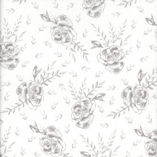 Dear Stella Fabrics Quiet Riot by Pammie Jane White Rosa  STELLA-DPJ3091