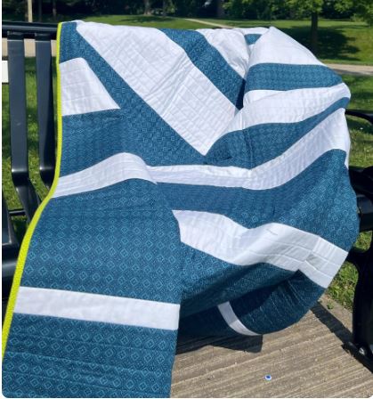 Stripe Reversal — Custom Modern Handmade Throw Quilt by Karen Jantz 53" x 76"