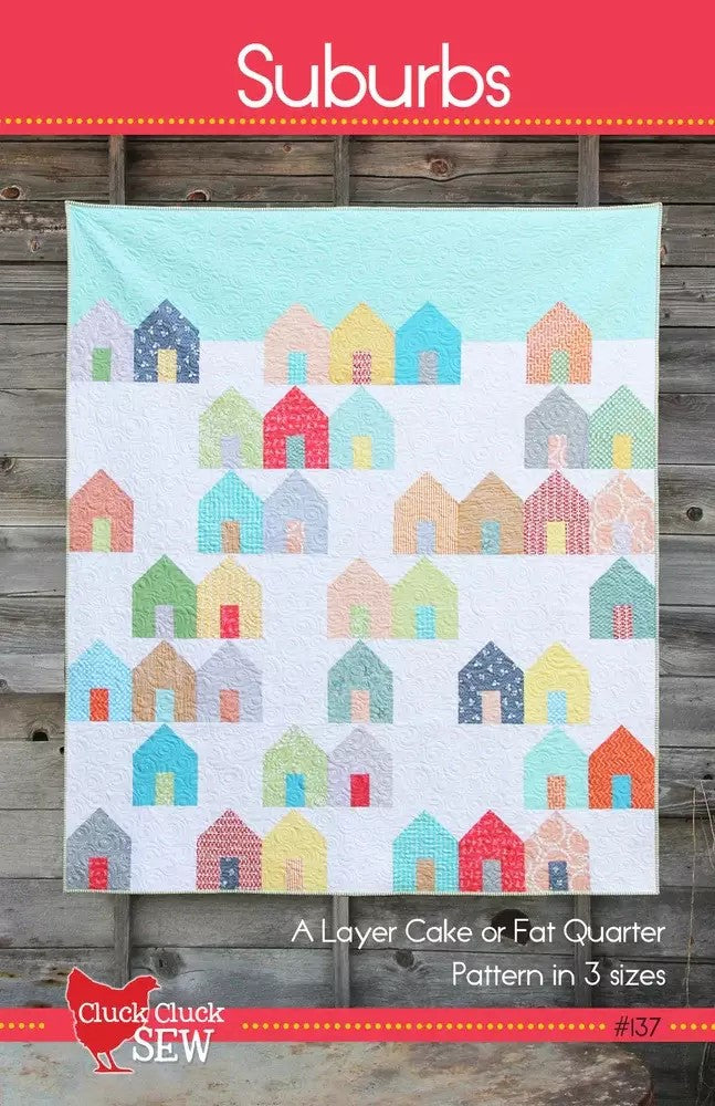 Suburbs Quilt Pattern in 3 sizes by Cluck Cluck Sew Valdani perle cotton size 12 thread spool for quilting and embroidery