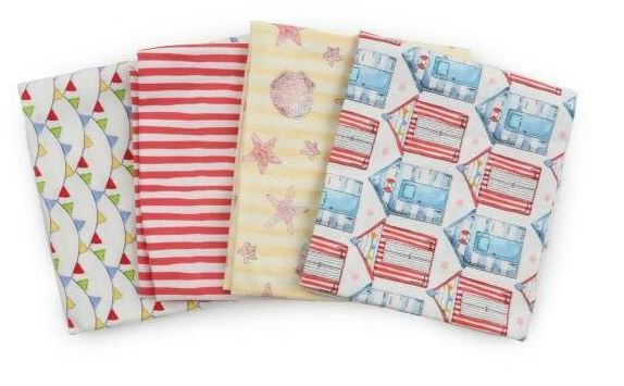 Sundaes by the Sea - Beach Huts - 4 Piece Fat Quarter Bundle by Craft Cotton Co