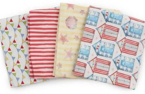 Sundaes by the Sea - Beach Huts - 4 Piece Fat Quarter Bundle by Craft Cotton Co