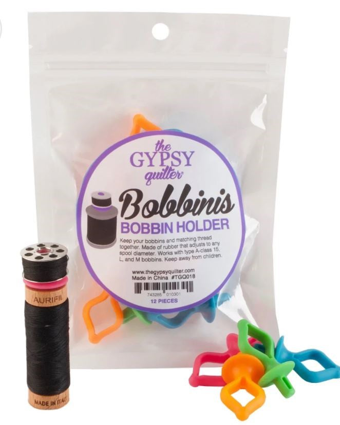 Bobbin Holder Bag 12pc by the Gypsy Quilter Valdani perle cotton size 12 thread spool for quilting and embroidery