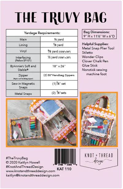 The Truvy Bag Paper Pattern by Knot & Thread Design  SKU: KAT110