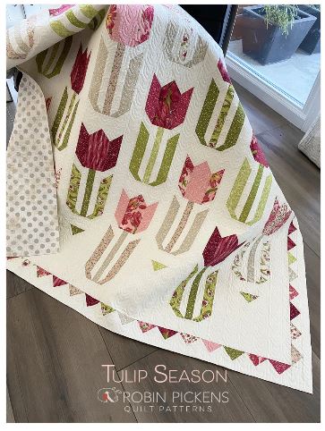 Tulip Season Quilt Pattern by Robin Pickens - 2 sizes Lap/Wall or Large / RPQP-TS139