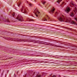 V107 Valdani Perle Cotton Size 12 / Spool 100M: VARIEGATED 100m Color No: V107 Delicate Rose