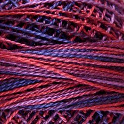 V16 Valdani Perle Cotton Size 12 / Spool 100M: VARIEGATED 100m Color No: V16 - Violette di Parma