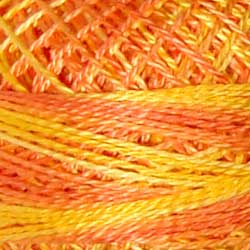 V1 Valdani Perle Cotton Size 12 / Spool 100M: VARIEGATED 100m Color No: V1 Orange Blossom