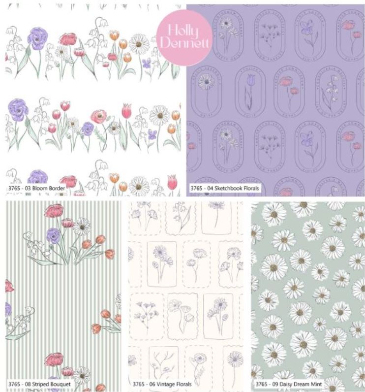 Wild Flowers - Vintage Florals - 5 Pce Fat Quarter Bundle by Holly Dennett / MAKE + BELIEVE