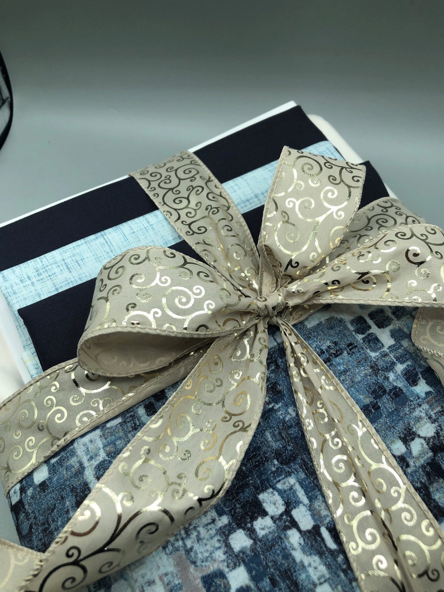 Sorella Queen Quilt Kit Version 2 / Blue Fusion Print w/ Navy and Light Blue with original pattern by Lorna Costantini