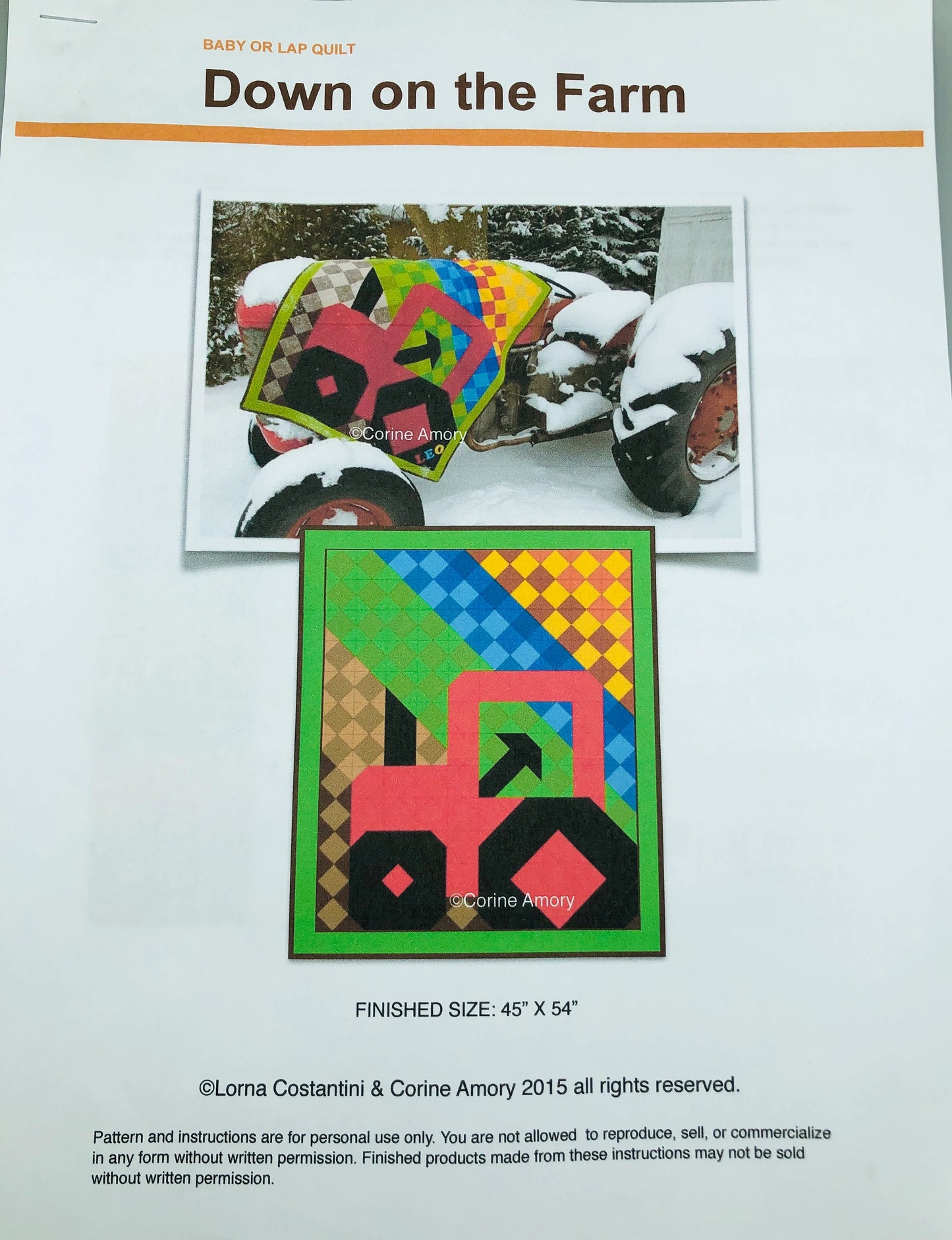 Down on the Farm Quilt Kit in Baby to Toddler size/ Original Pattern by Lorna Costantini